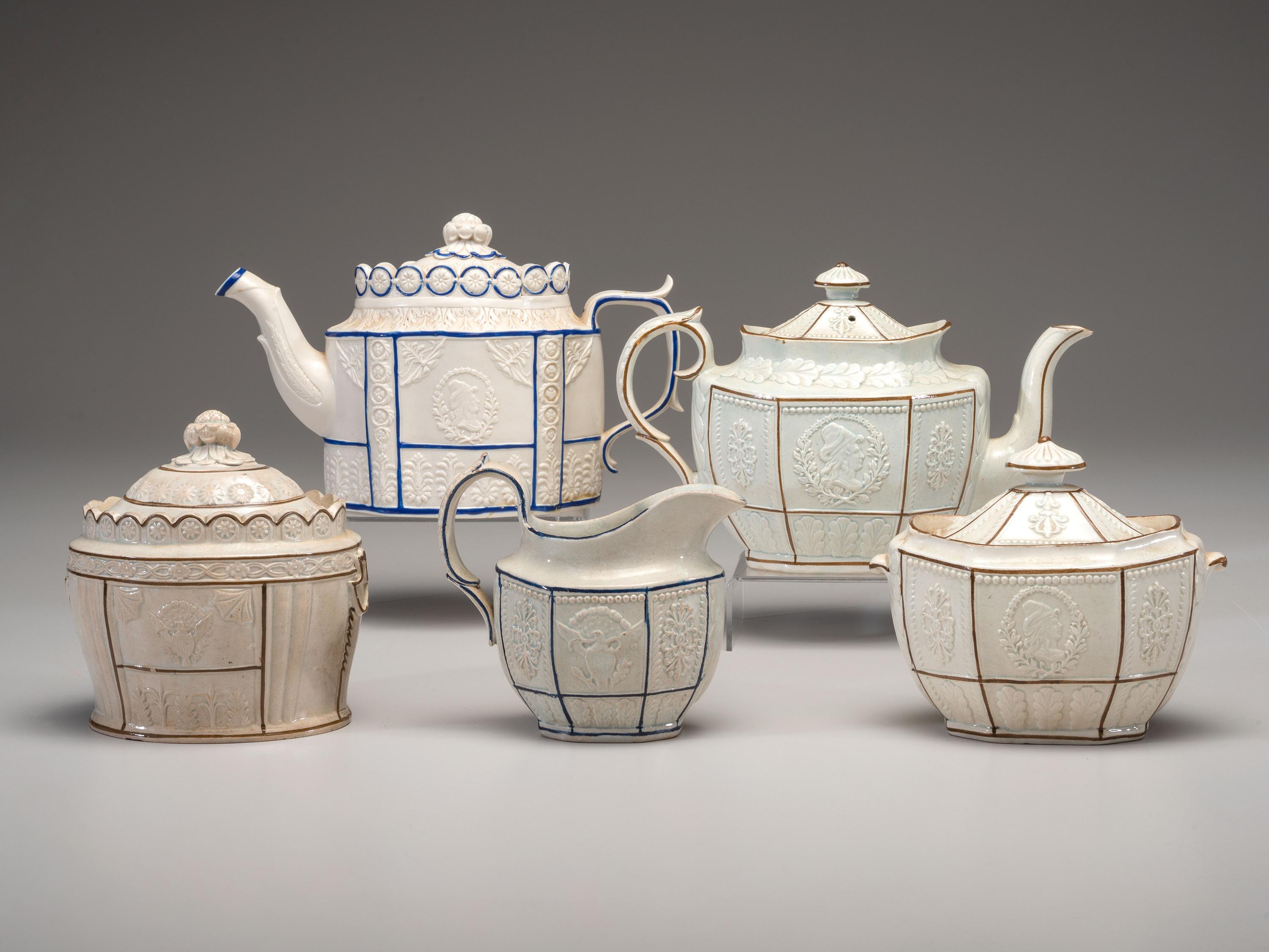 Six Staffordshire Stoneware Tea Articles for the American Market