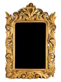 An Italian Rococo Style Giltwood Mirror Height 63 x width 44 inches. — 19TH CENTURY