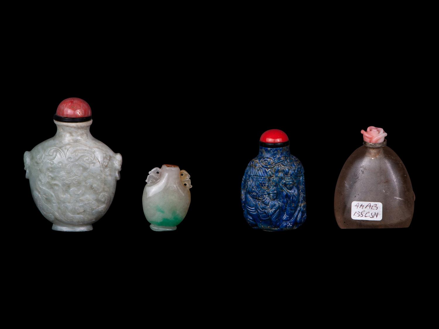 Four Chinese Hardstone Snuff Bottles