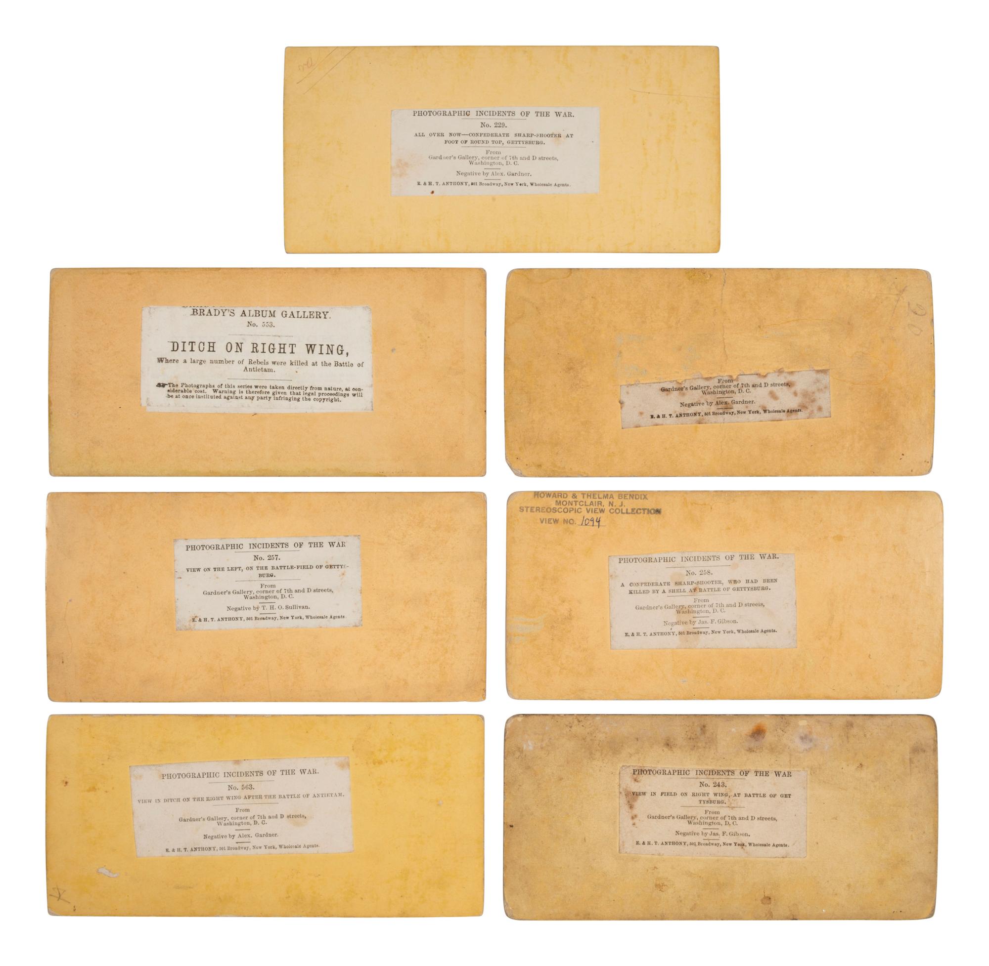 [CIVIL WAR]. A group of stereoviews showing battlefield carnage including deceased soldiers.