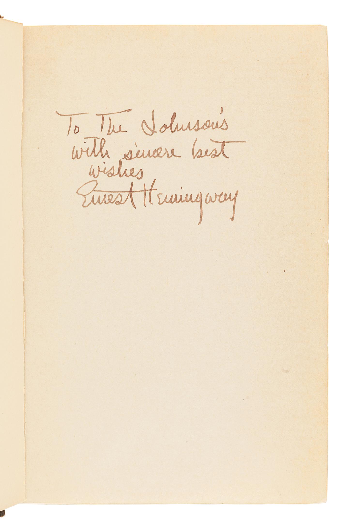 HEMINGWAY, Ernest (1899-1961). The Sun Also Rises . New York: Scribner's 1926.