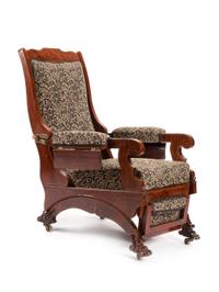 A Northern European Mahogany Metamorphic Armchair Height 45 x width 27 x depth 30 inches.