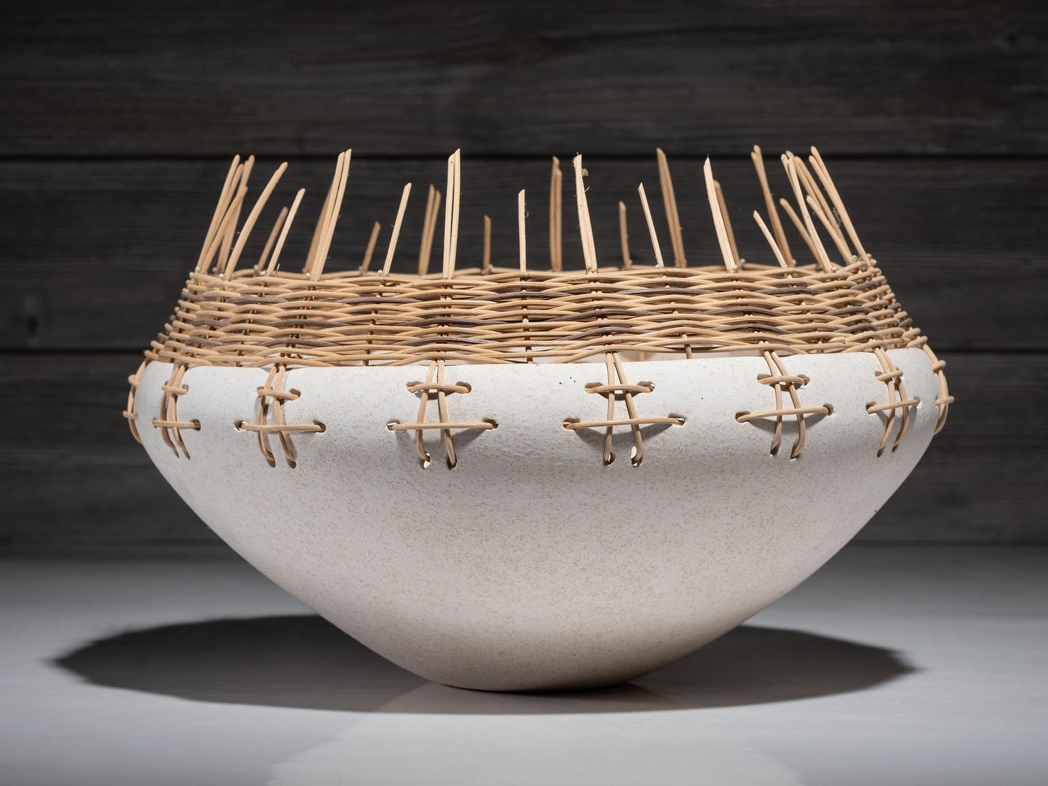 Pottery Bowl with Basketry Rim