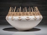 Pottery Bowl with Basketry Rim
