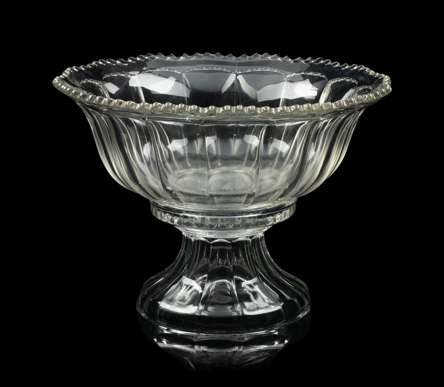 Two Molded Glass Punch Bowls and Stands