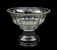 Two Molded Glass Punch Bowls and Stands