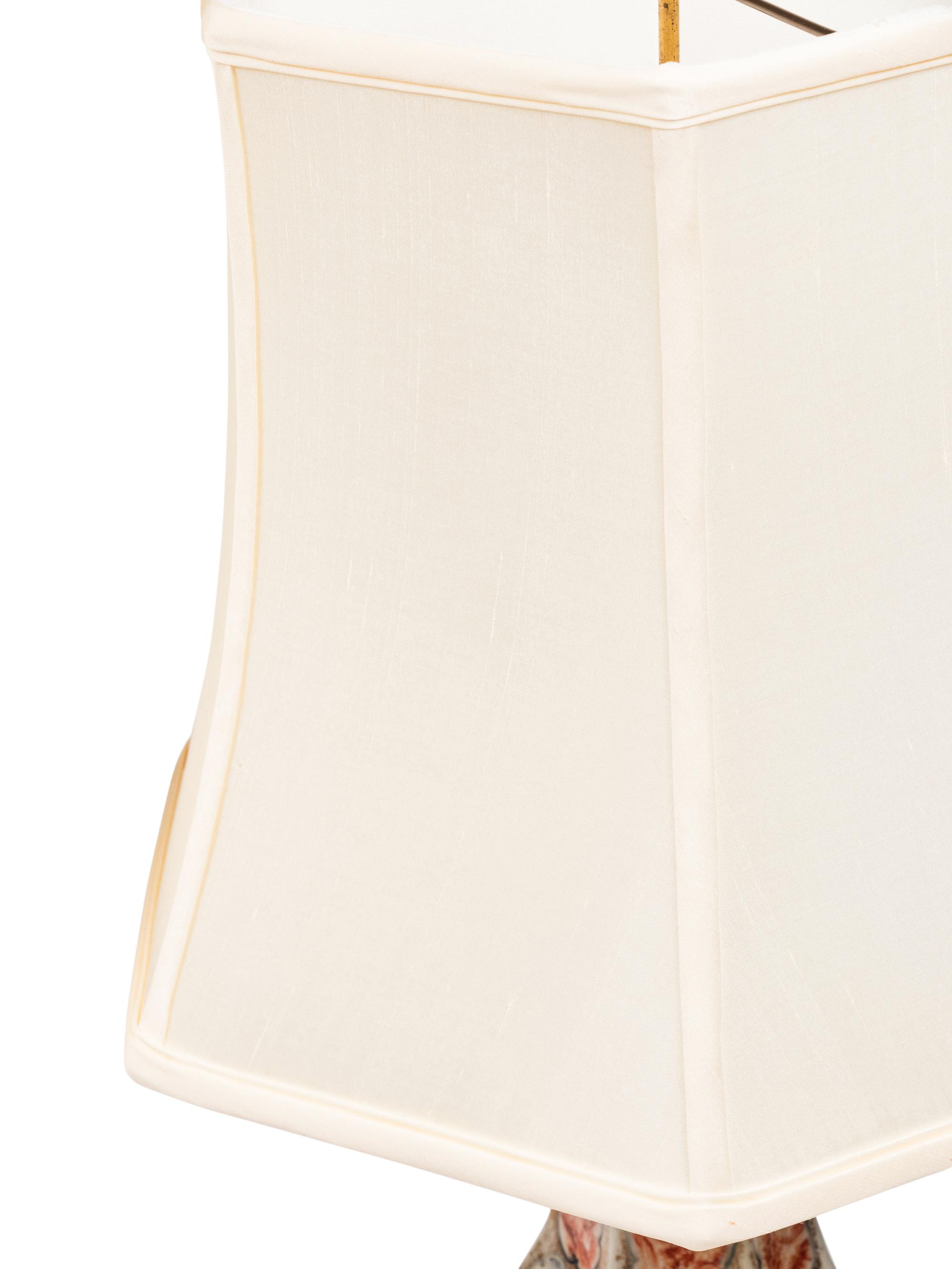 A Pair of Chinese Export Porcelain Hexagonal Table Lamps