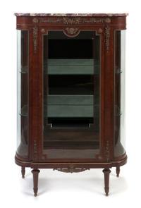 A Louis XVI Style Gilt Metal Mounted Kingwood Vitrine, Height 57 1/4 x width 37 1/2 x depth 14 1/2 inches.