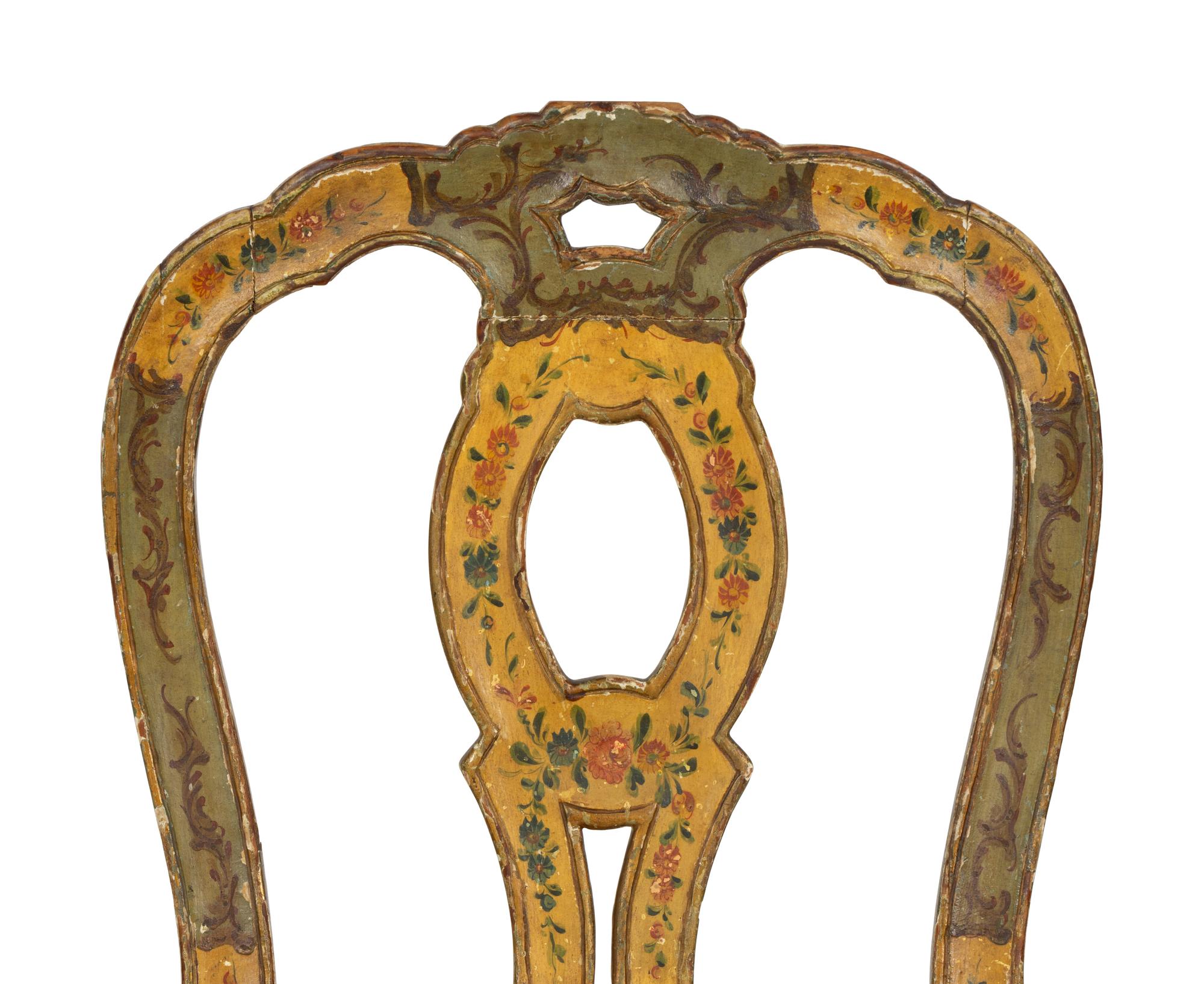 An Italian Rococo Paint Decorated Side Chair