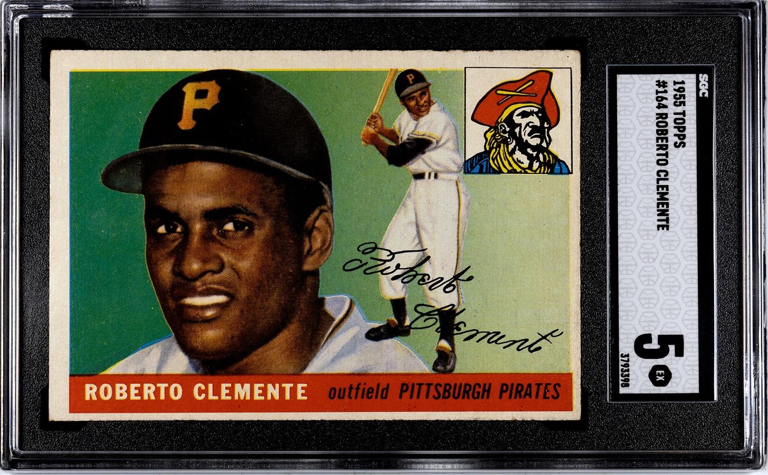 A 1955 Topps Roberto Clemente Rookie Baseball Card No. 164 (SGC 5 EX)