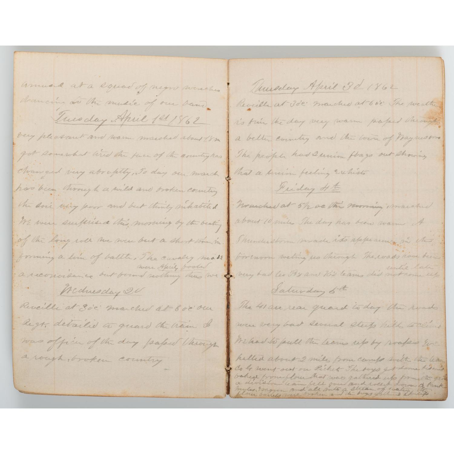 1862 Diary of Union Officer Horatio P. Kile, Co. G, 41st Ohio Volunteer Infantry, Plus