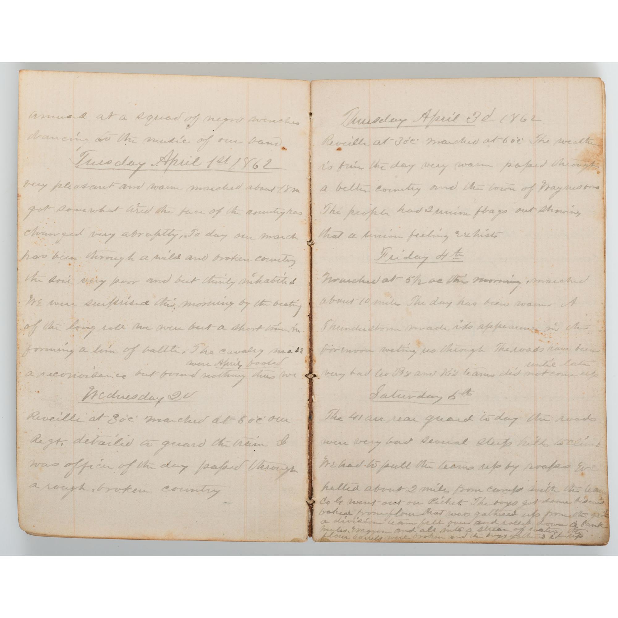 1862 Diary of Union Officer Horatio P. Kile, Co. G, 41st Ohio Volunteer Infantry, Plus