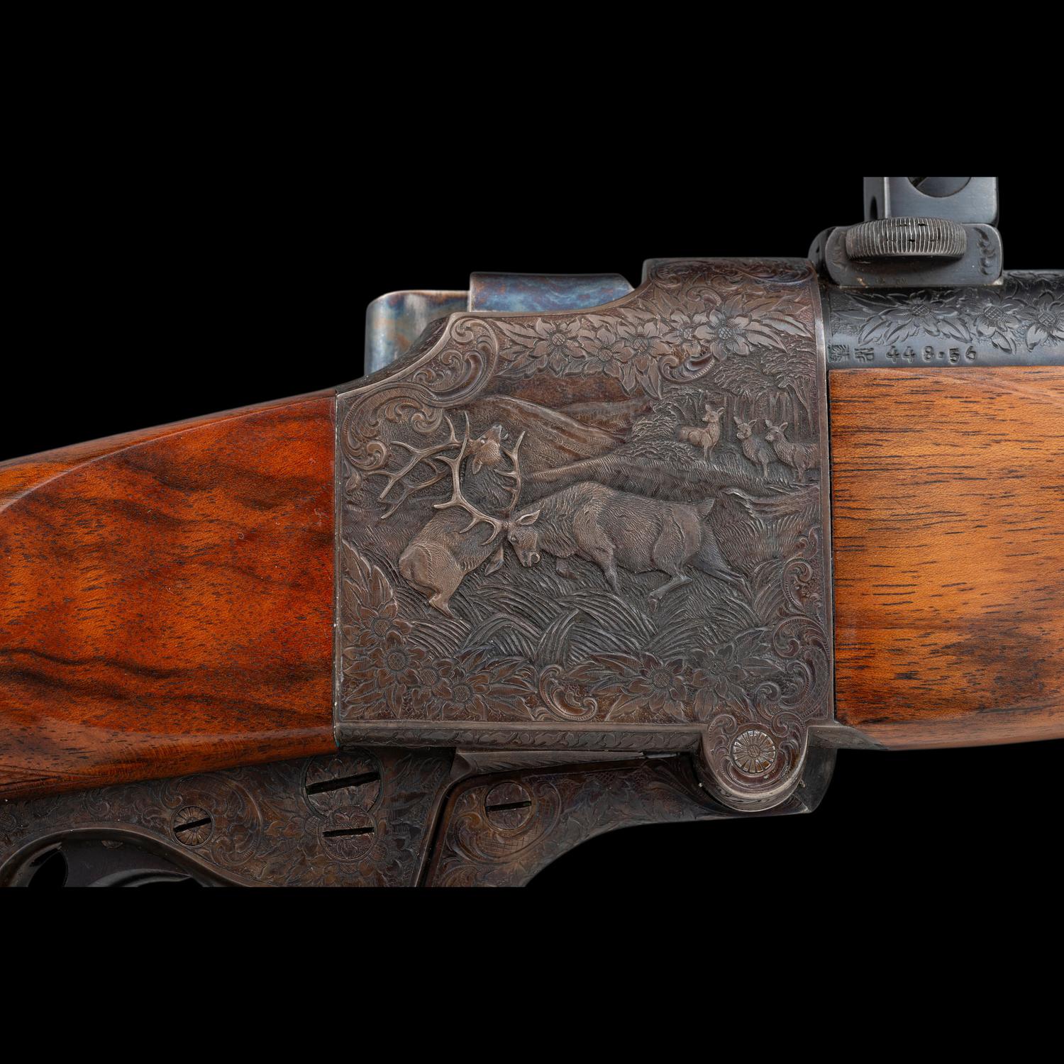**Highly Embellished Walter Glaser Farquharson Action Rifle Deep Relief Engraved By Alvin A. White with Thomas Shelhamer Stock in .257 Roberts