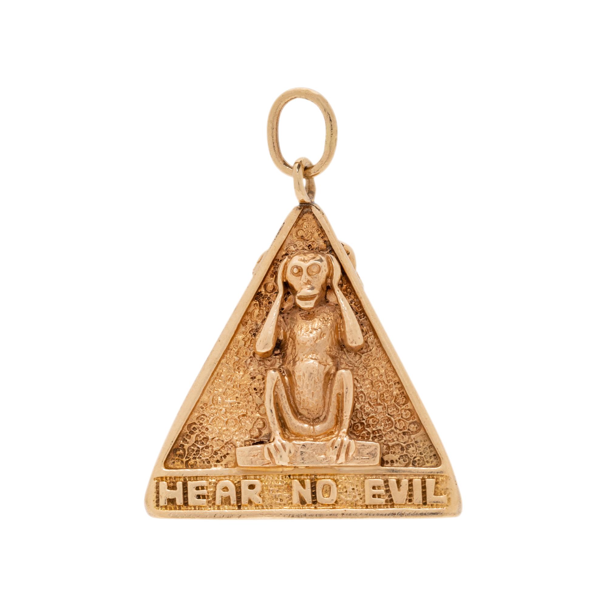 YELLOW GOLD 'THREE WISE MONKEYS' CHARM