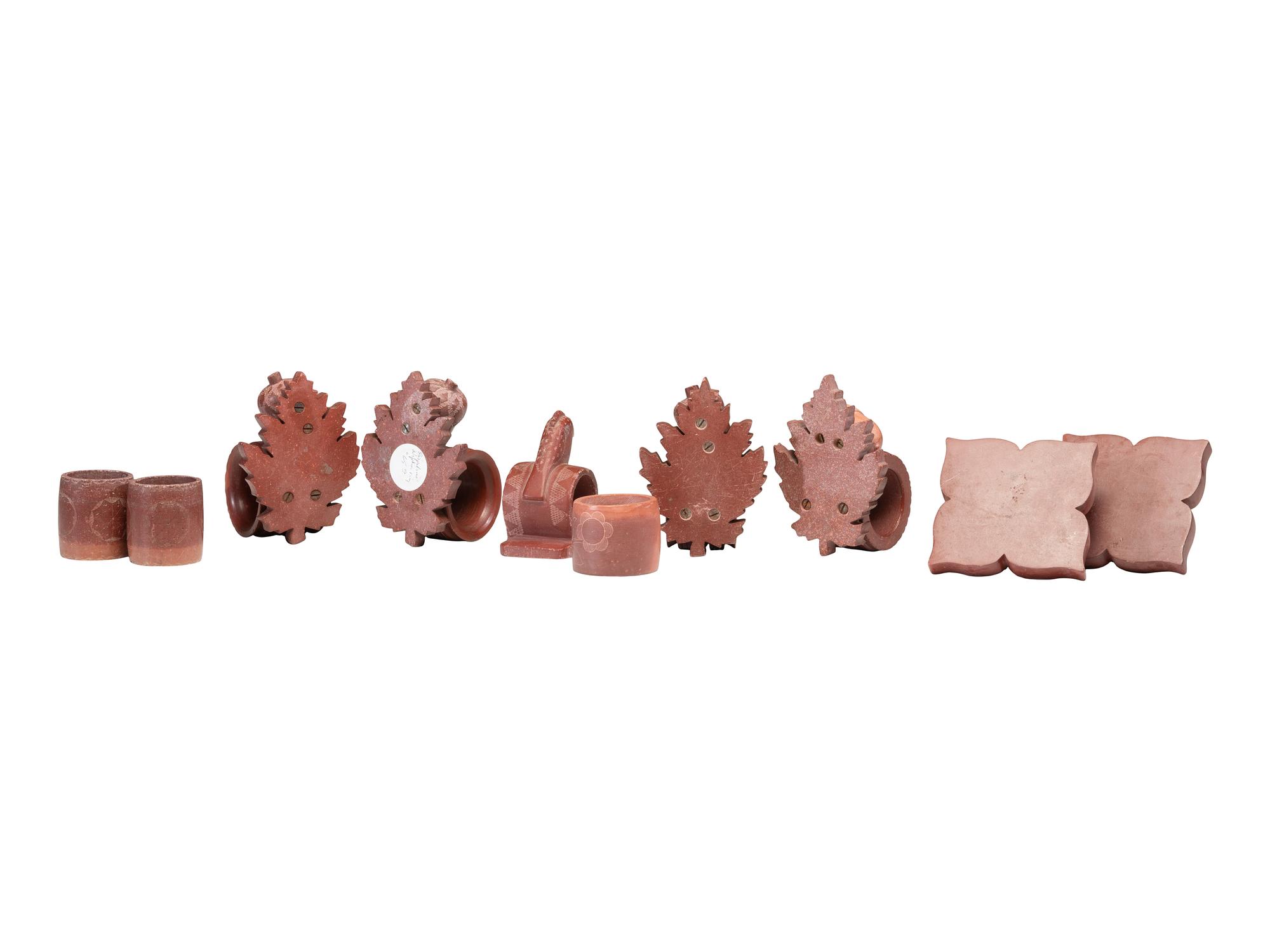 Catlinite Napkin Rings and Candlestick Holders