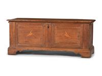 A Poplar and Pine Hummingbird-Inlaid Blanket Chest