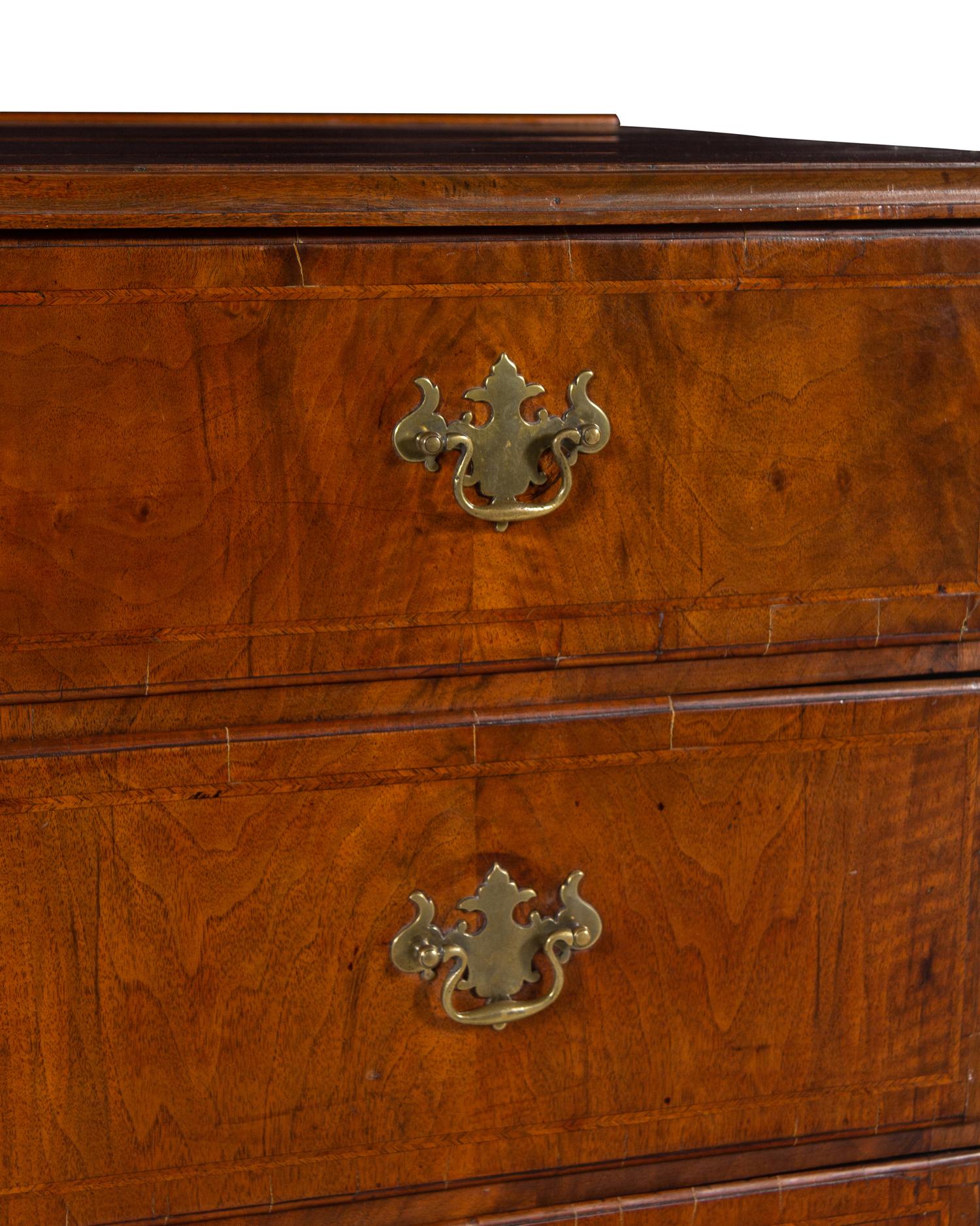 A George II Burl Walnut Chest of Drawers