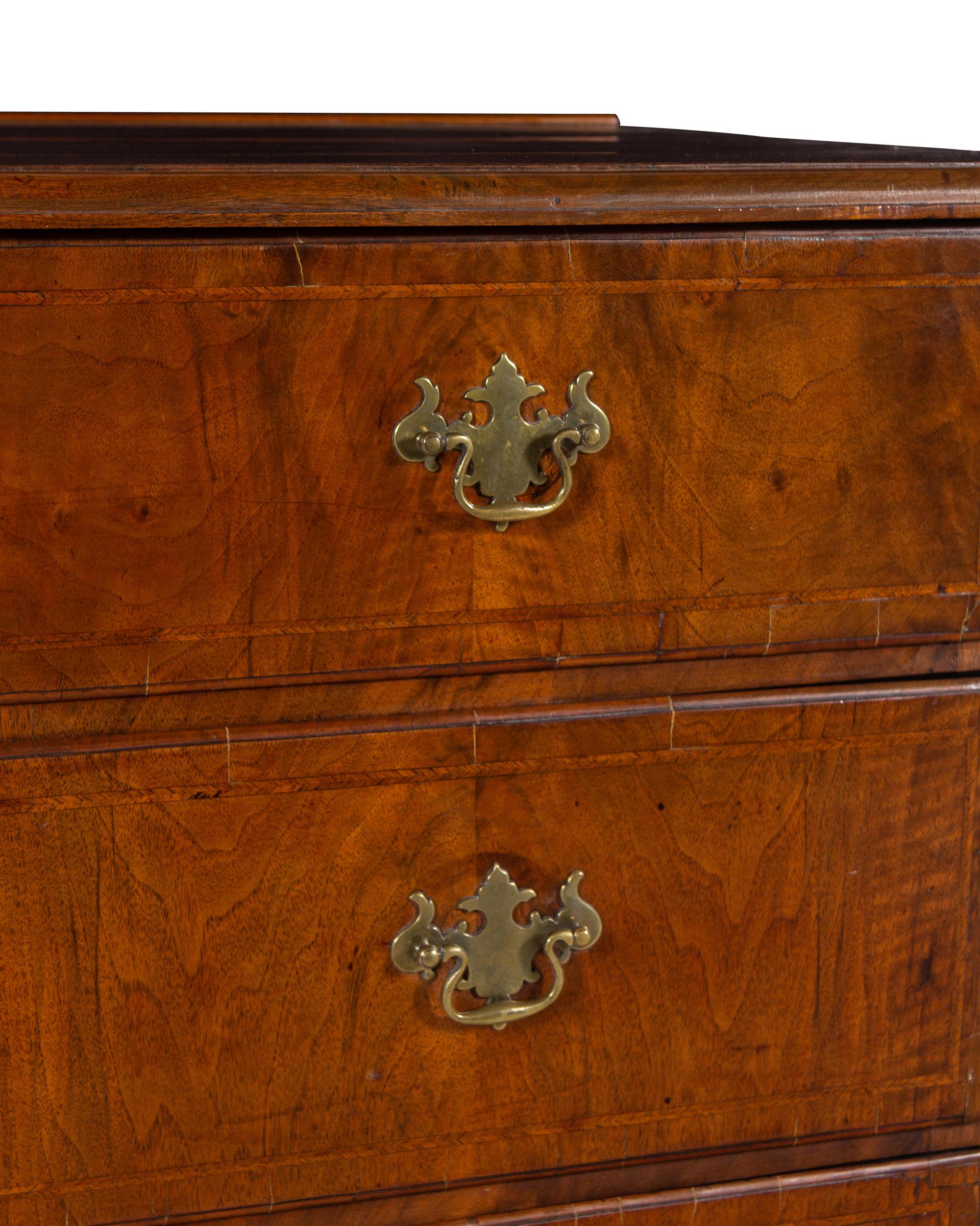 A George II Burl Walnut Chest of Drawers