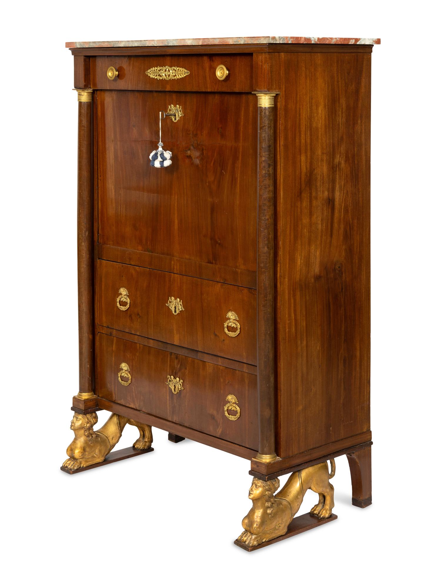 An Empire Style Secrétaire à Abattant with Marble Top by Ipolito Ceri
