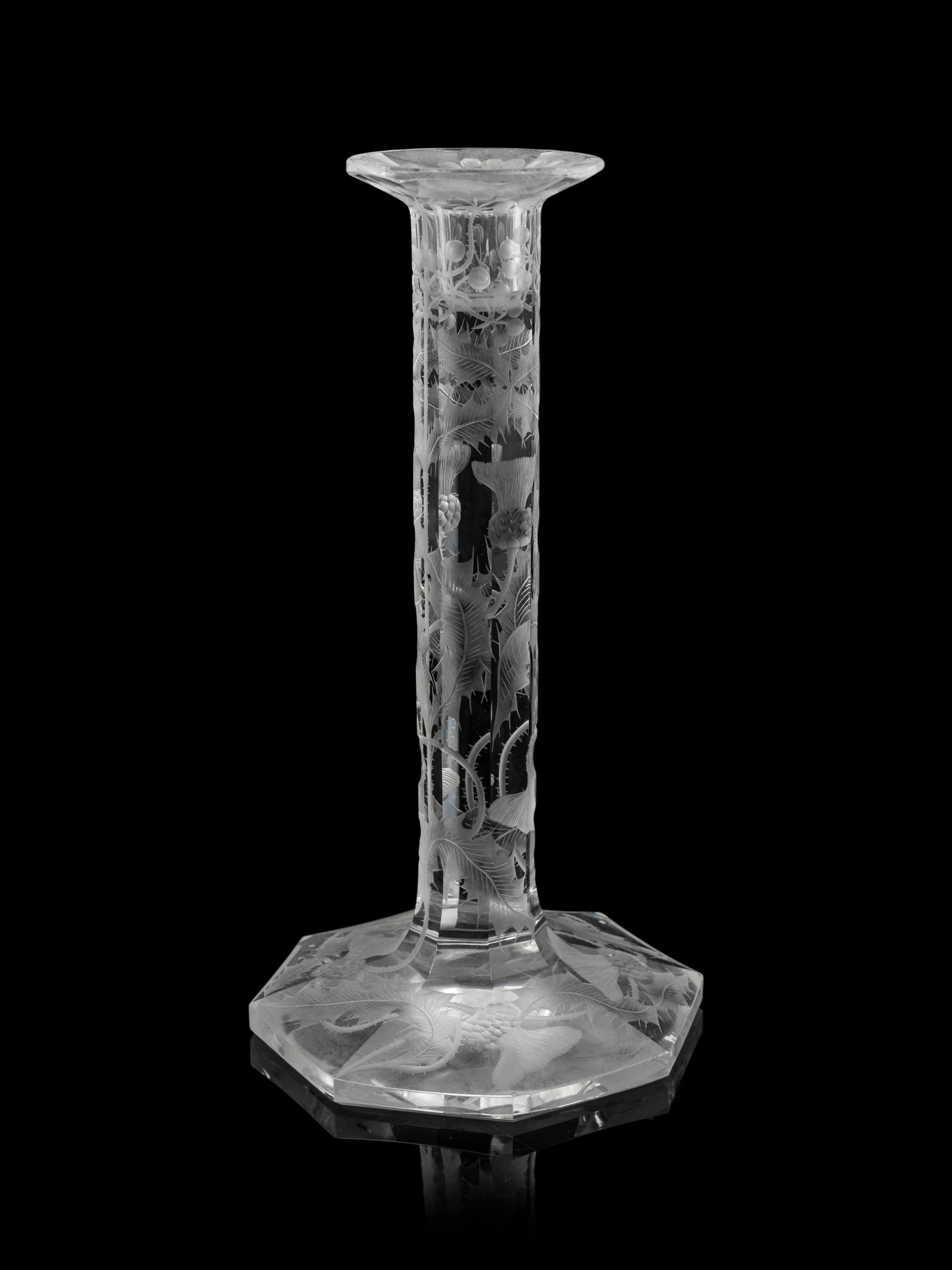 An American Silver Mounted Etched Glass Vase