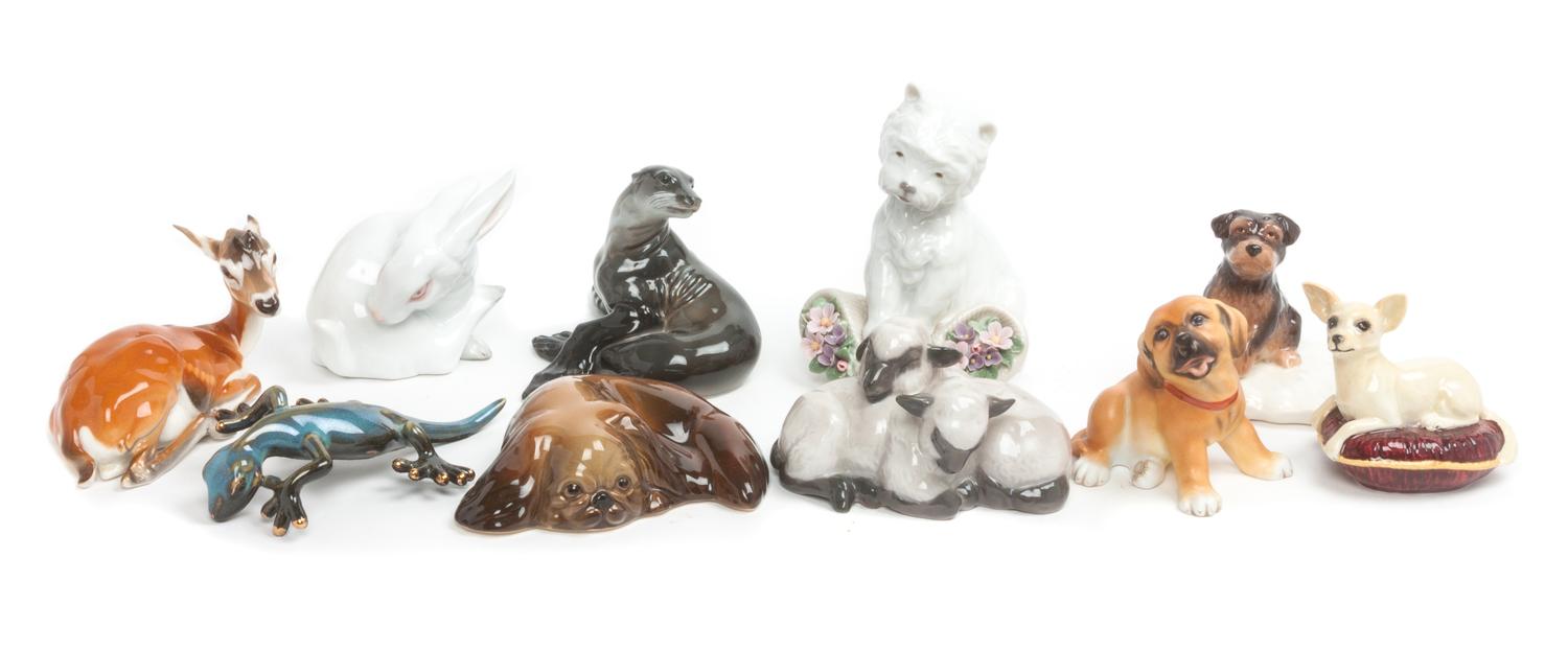 A Collection of Ten English and Continental Porcelain Figures Height of tallest 8 1/4 inches. — 20TH/21ST CENTURY