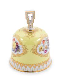 A Meissen Painted and Parcel Gilt Porcelain Table Bell