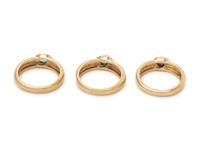 YELLOW GOLD AND GEMSTONE RING SET