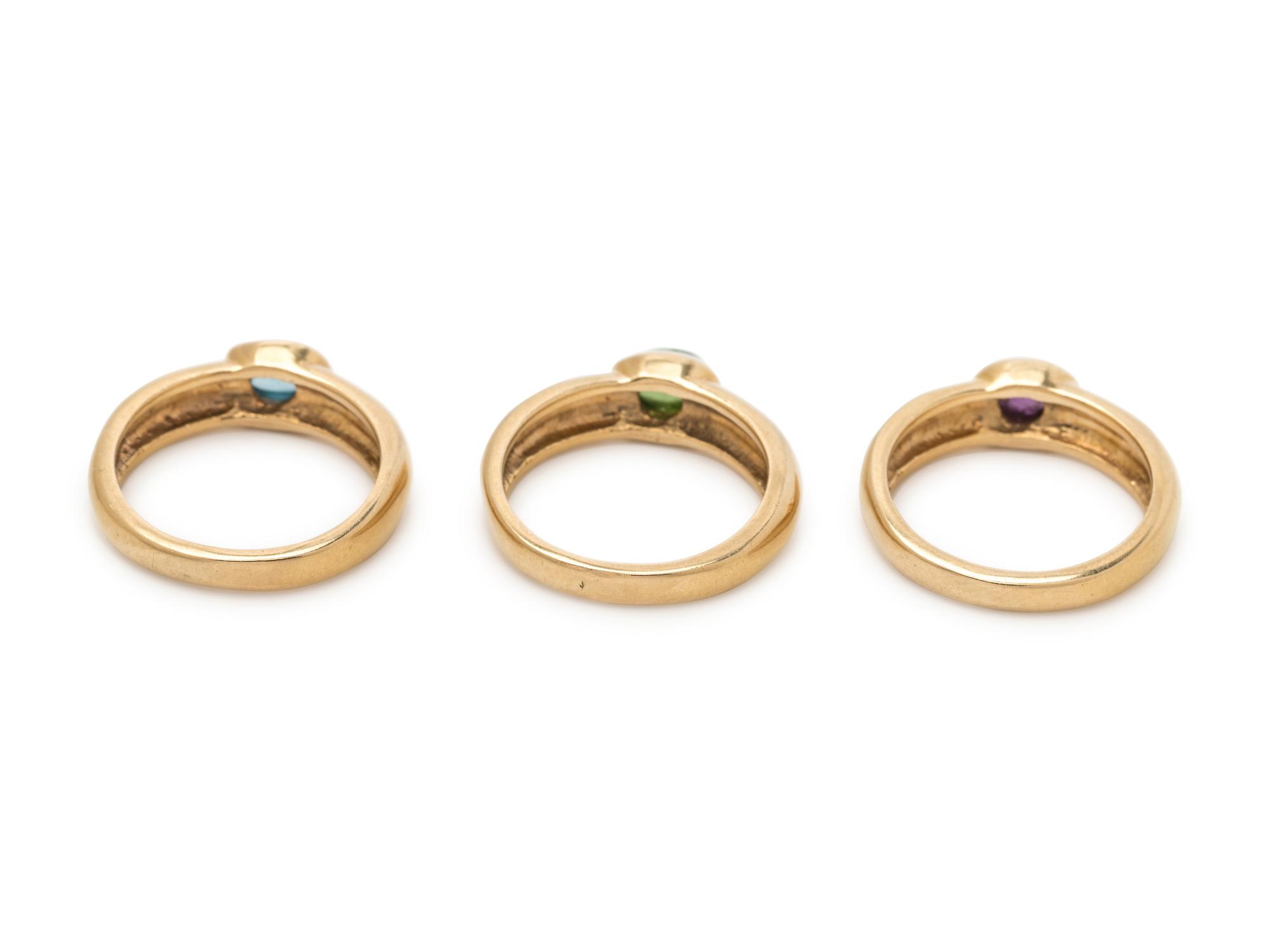 YELLOW GOLD AND GEMSTONE RING SET