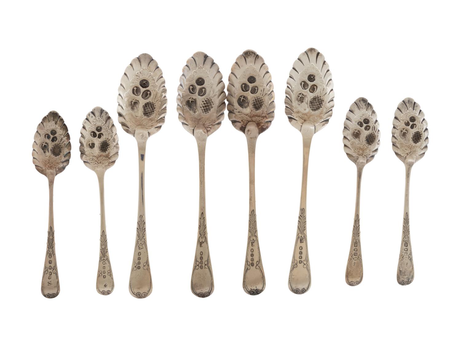 Fourteen George III Silver Berry Spoons