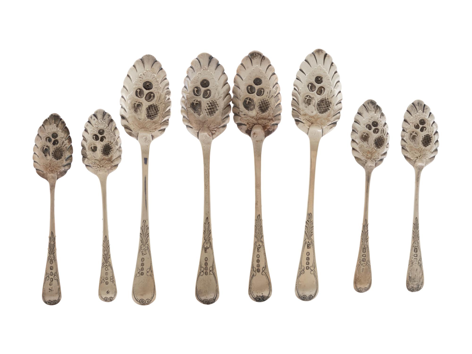 Fourteen George III Silver Berry Spoons