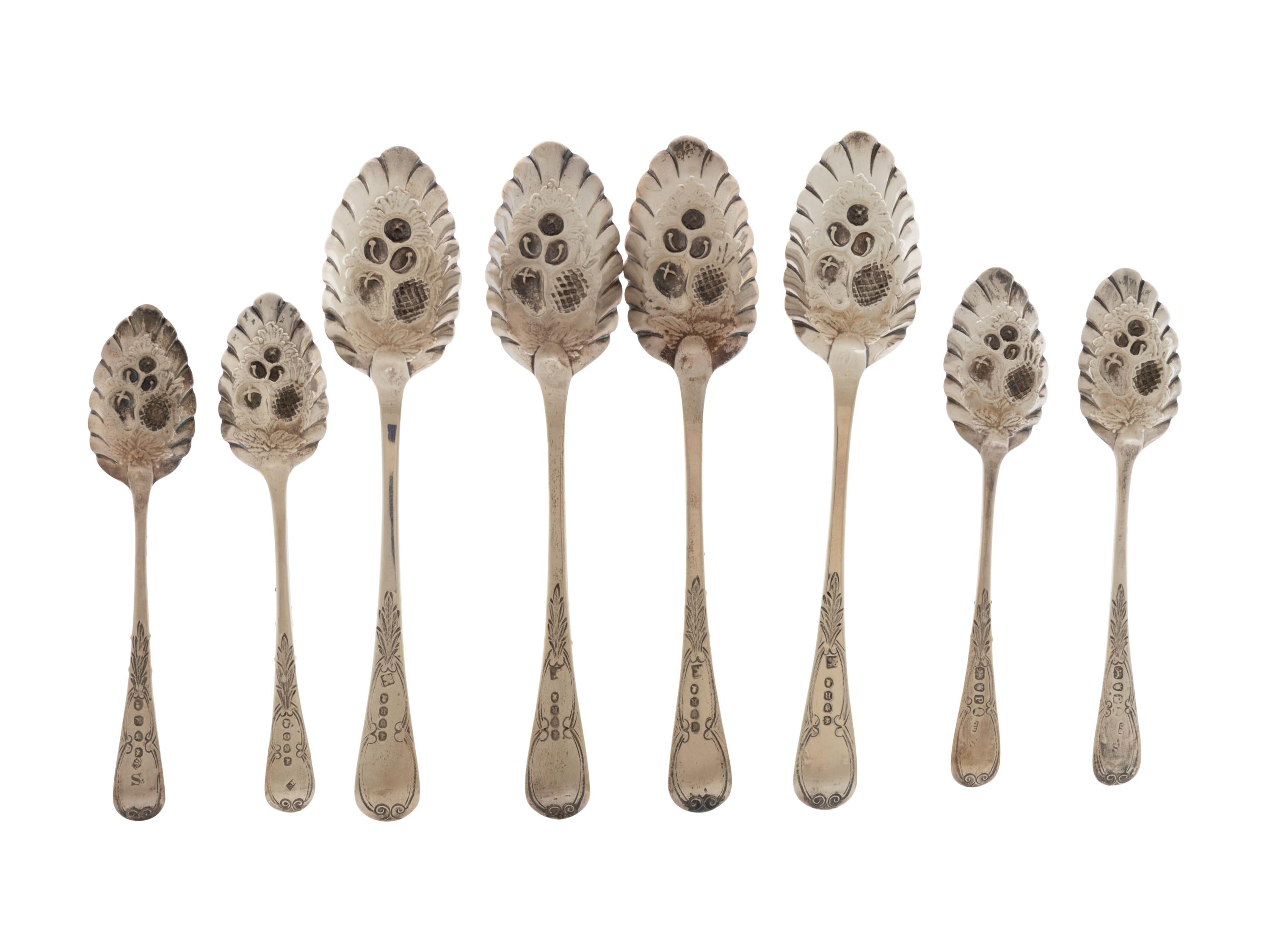 Fourteen George III Silver Berry Spoons