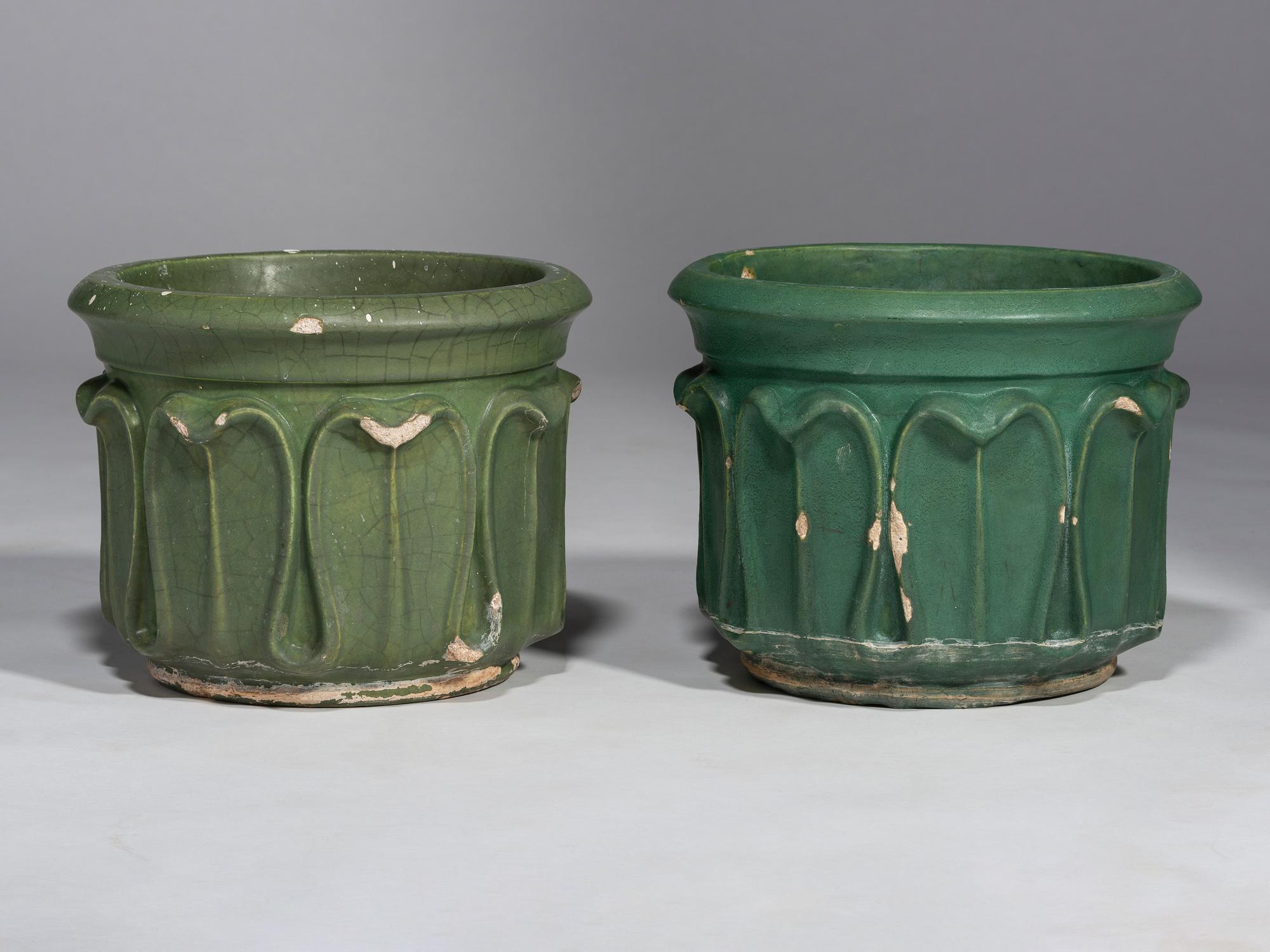 Two Matte Glazed Architectural Jardinières, 1905