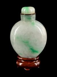 A Chinese Green and White Jadeite Snuff Bottle