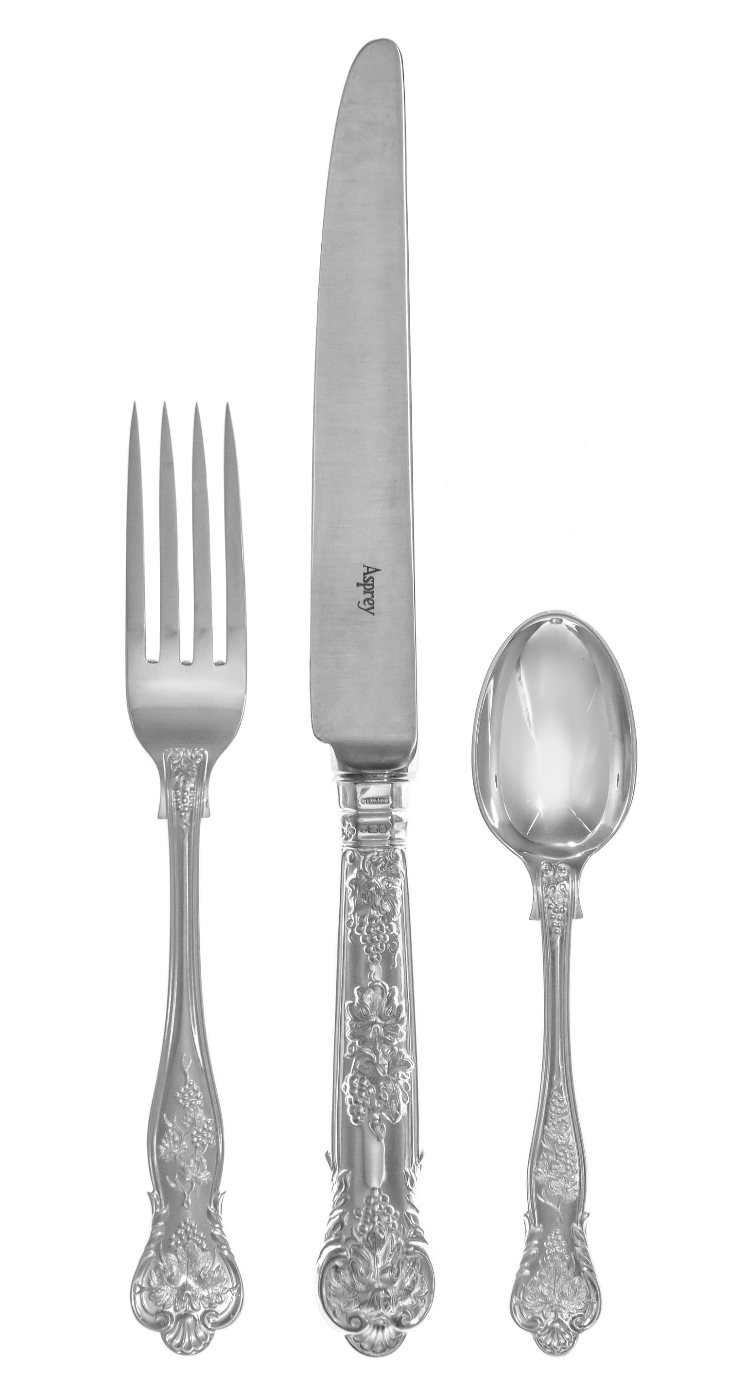 An Elizabeth II Silver Flatware Service, Asprey & Co., London, 1993, Bright Vine pattern, comprising: 12 dinner knives 12 steak knives