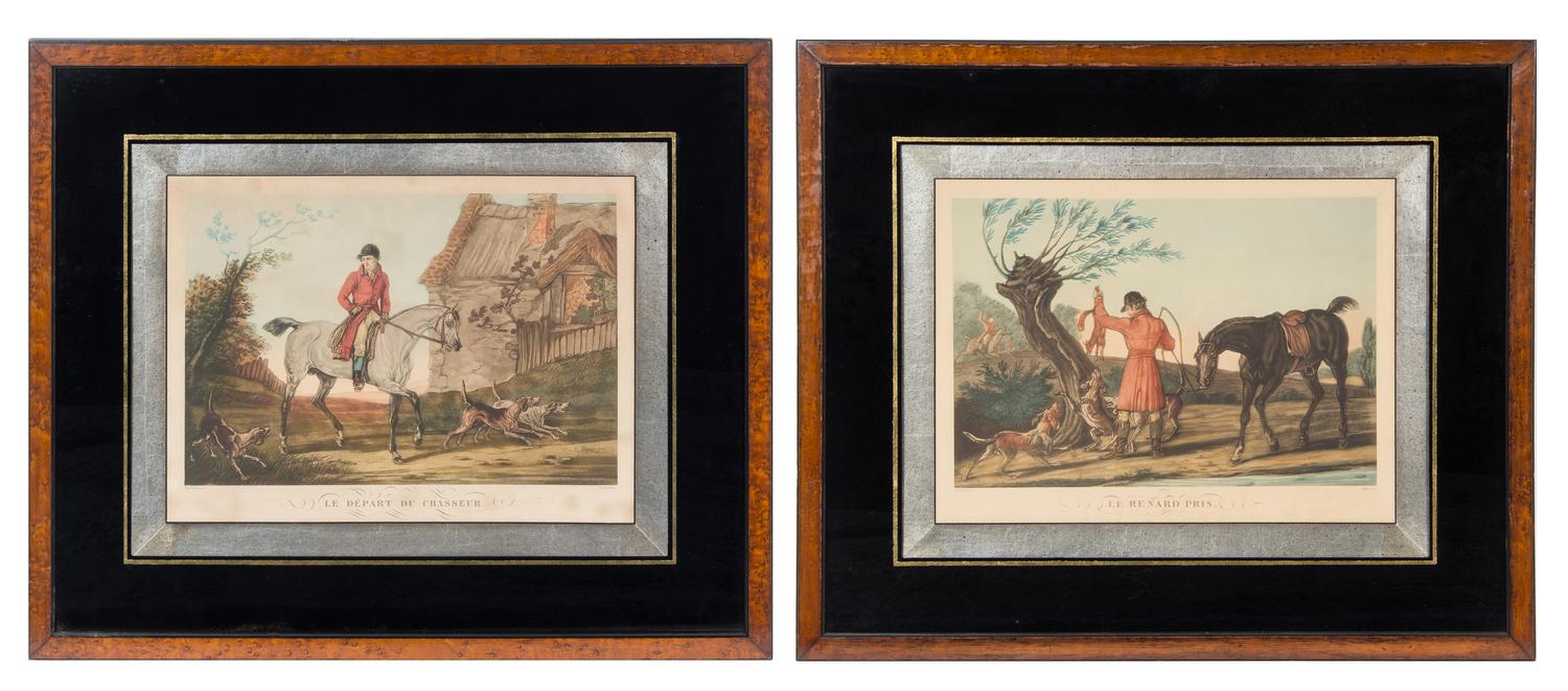 Two French Hunting Prints Height 12 x width 16 inches