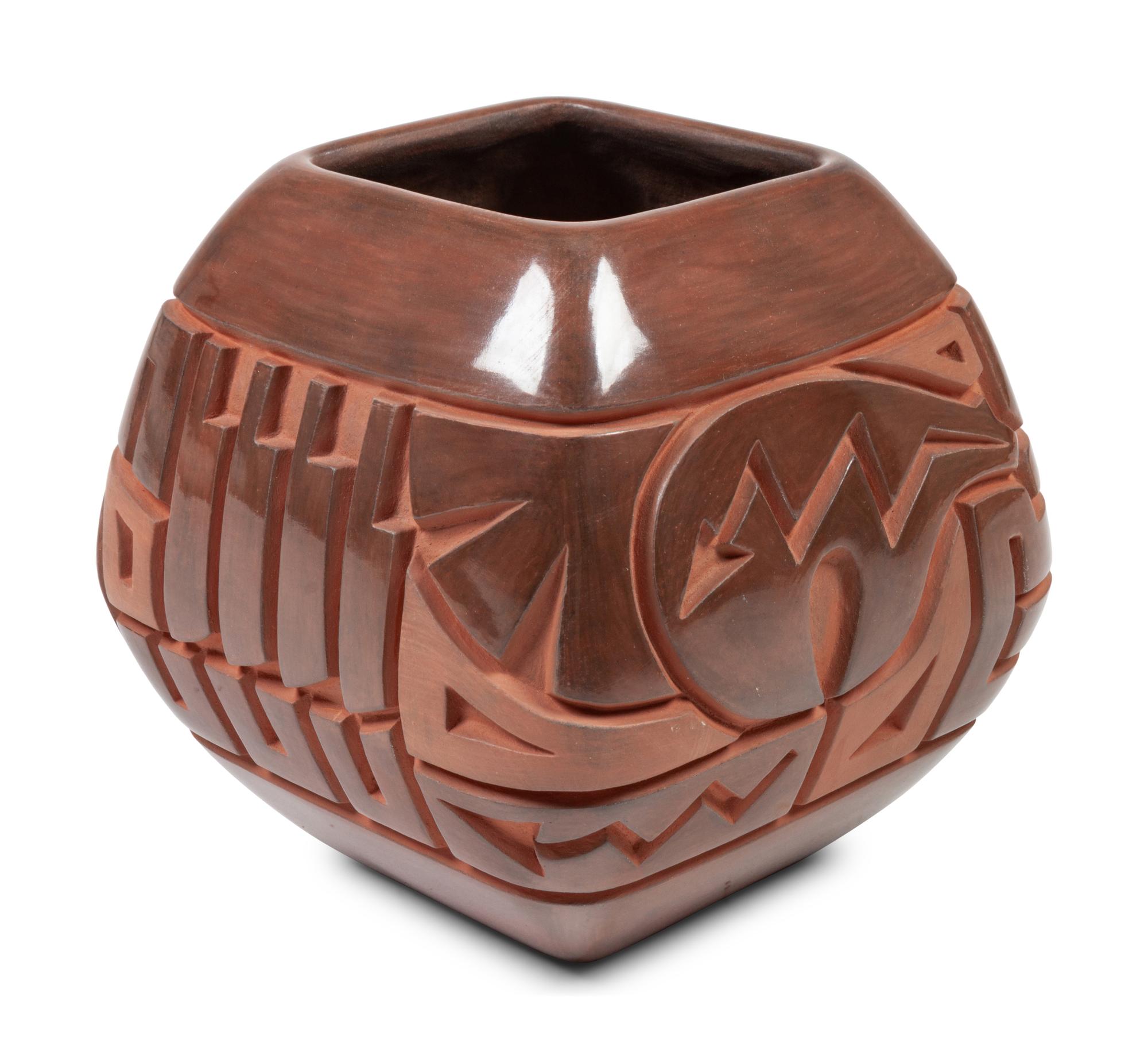 Carved Red and Black Pottery Jars