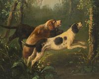 Dogs Hunting and Dogs at Rest (two paintings)