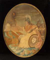 An English Needlework and Painted Silk Picture of Britannia
