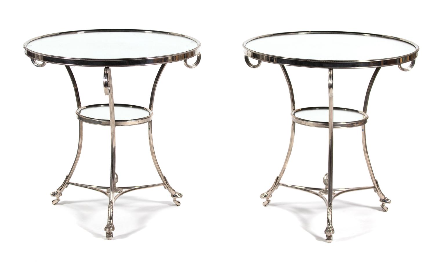 A Pair of Directoire Style Chrome and Mirrored Gueridons