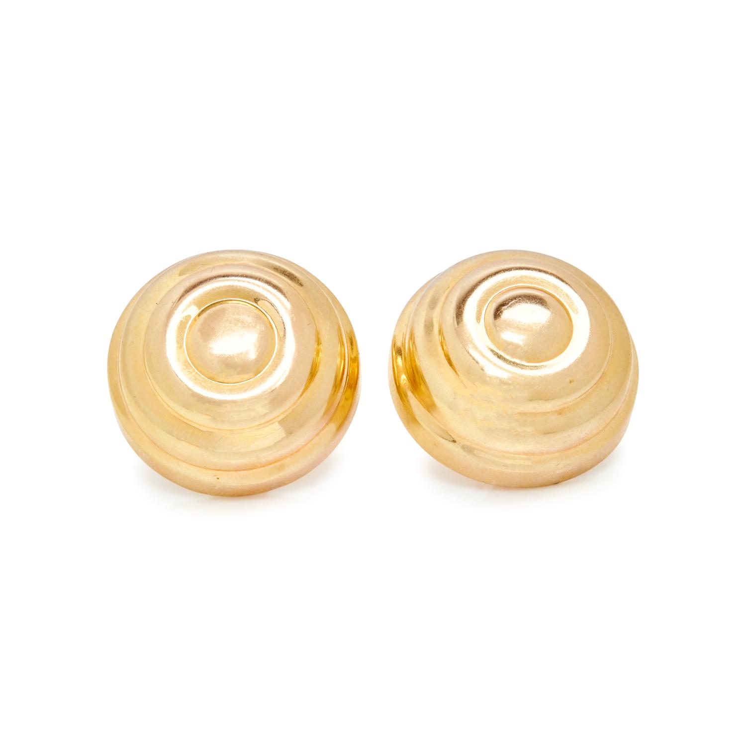 TWO PAIRS OF YELLOW GOLD EARRINGS