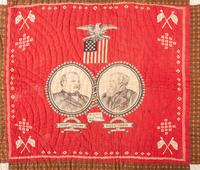[POLITICS]. Quilt featuring Grover Cleveland and Allen G. Thurman 1888 presidential campaign textile.