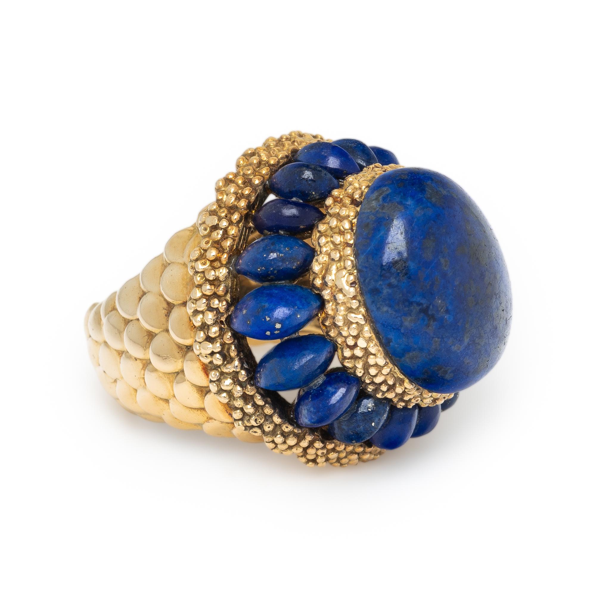 LAPIS LAZULI AND YELLOW GOLD RING