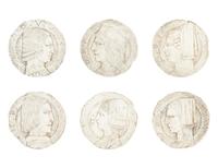 A Collection of Six Italian Marble Bas Relief Profile Portrait Plaques