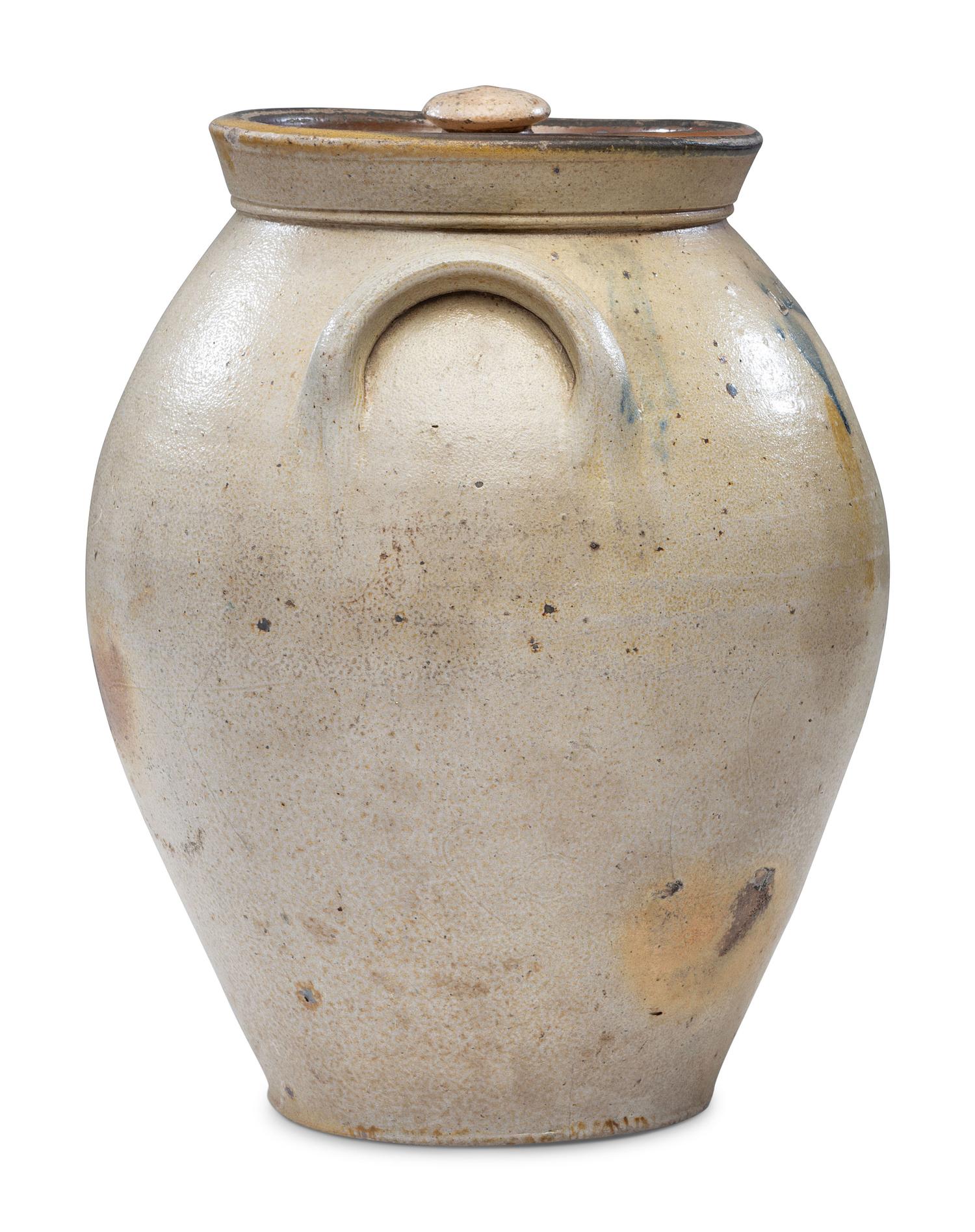 A Lahan Worbs Two Gallon Lidded Stoneware Crock
