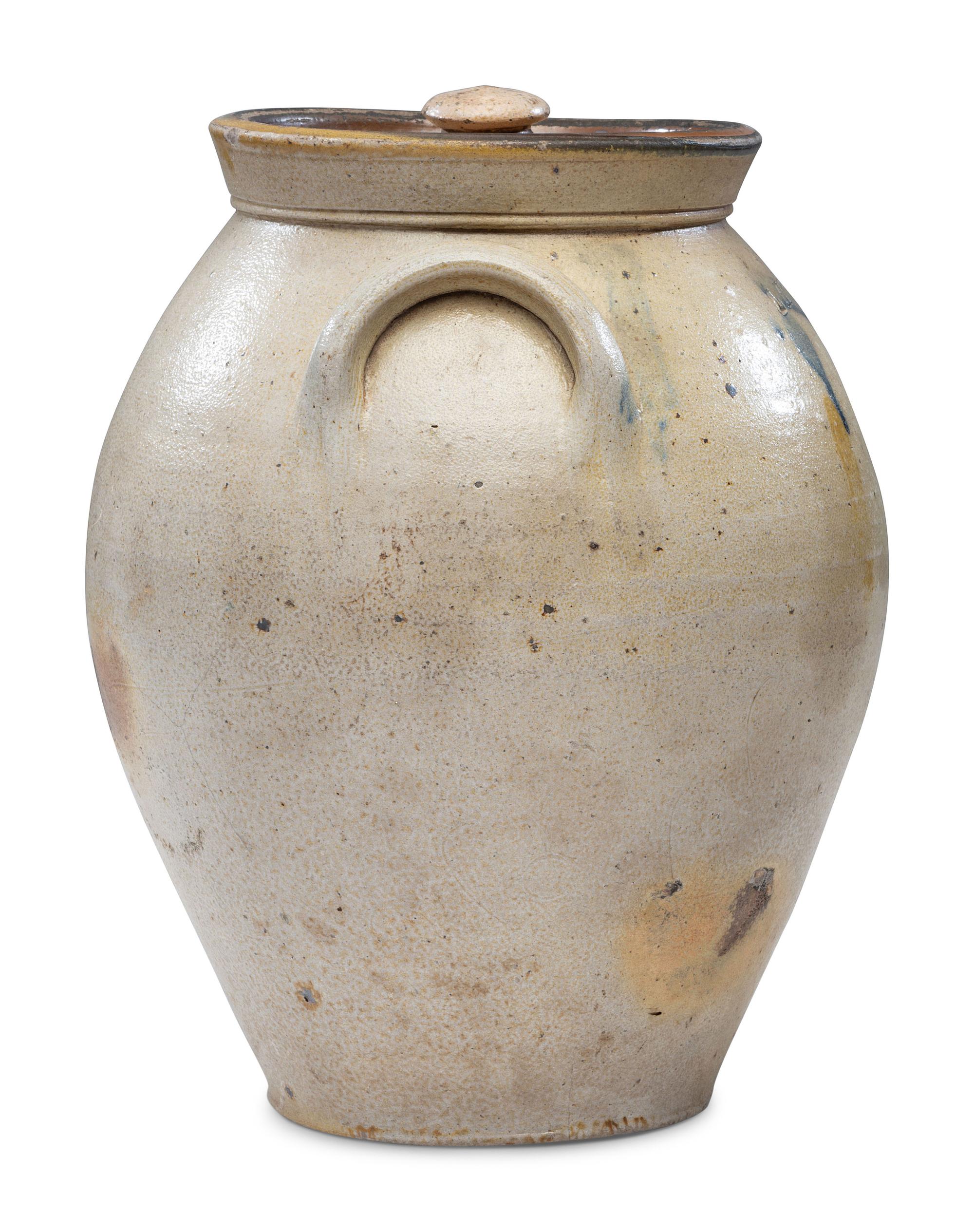 A Lahan Worbs Two Gallon Lidded Stoneware Crock