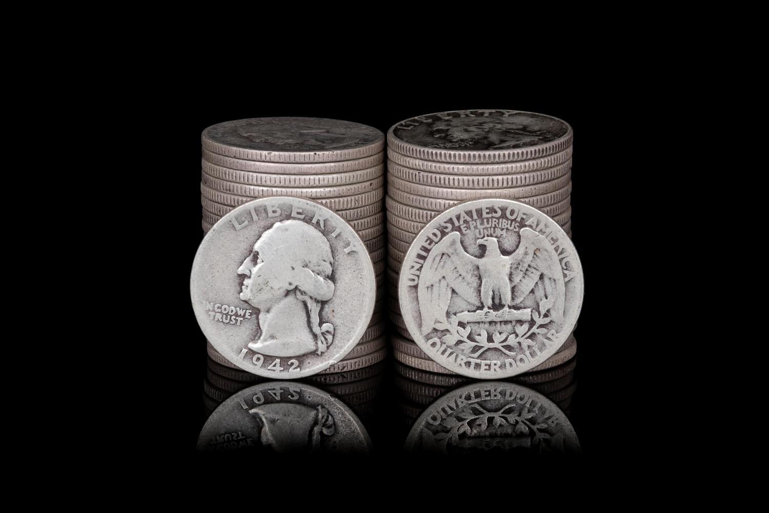 A Group of 328 Pre-1965 George Washington 25c Coins