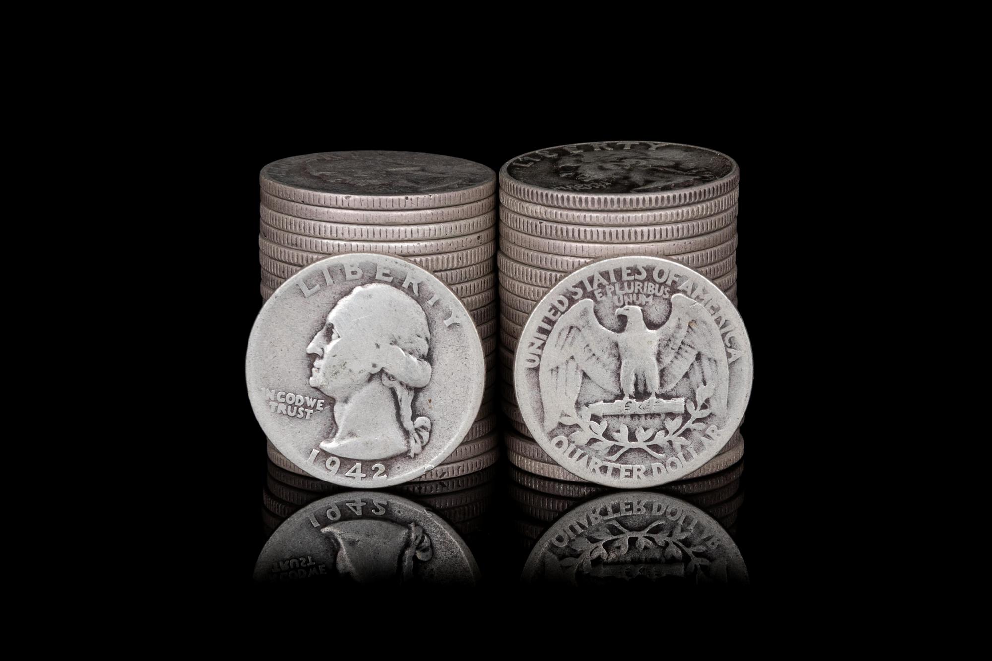 A Group of 328 Pre-1965 George Washington 25c Coins