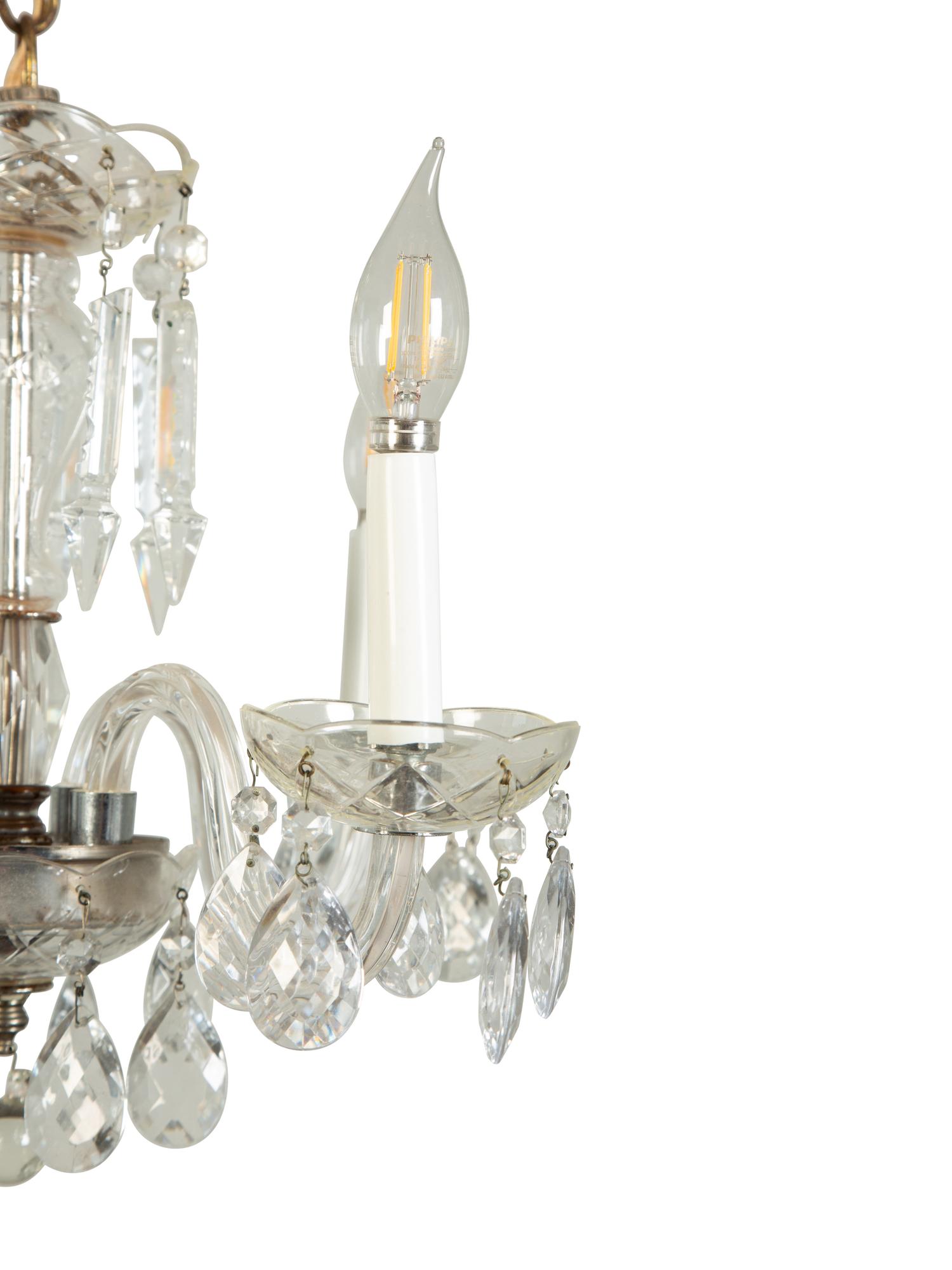 A Cut Glass Four-Light Chandelier