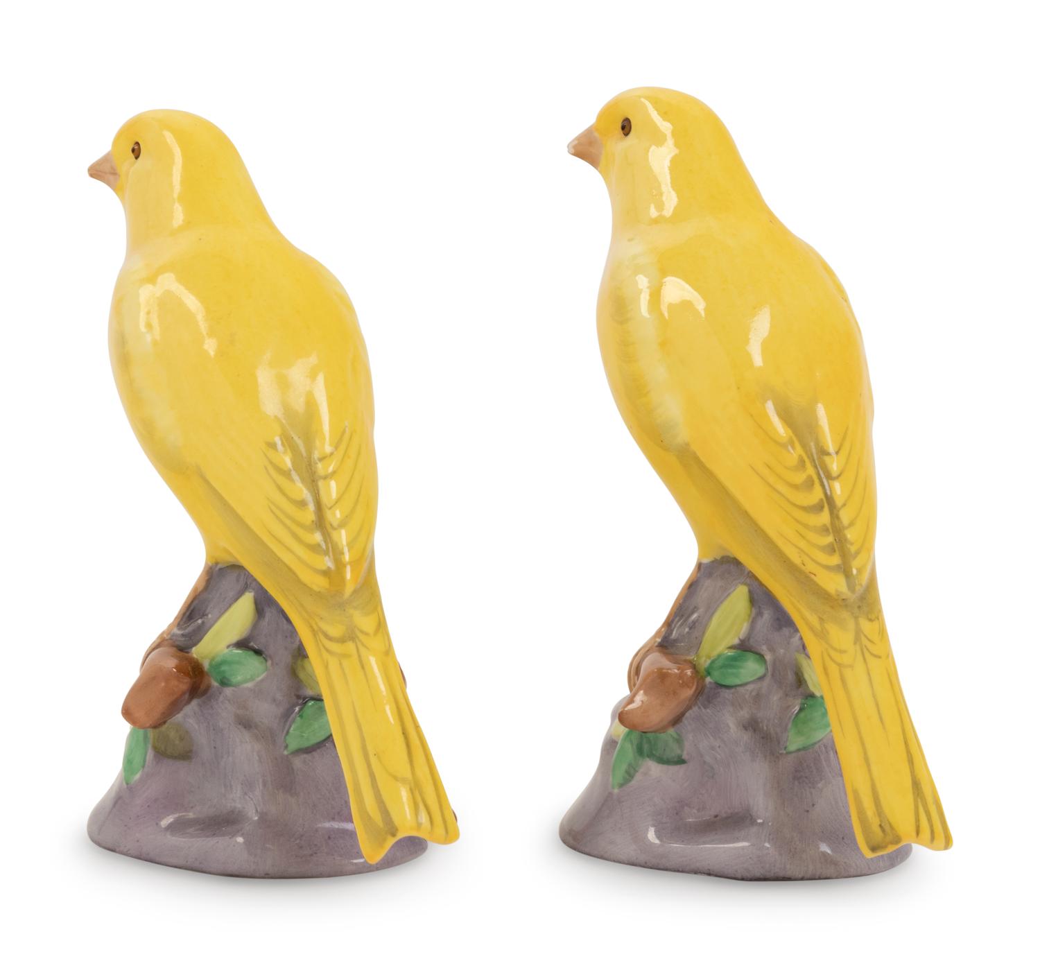 A Pair of Copeland Spode Porcelain Canary Figures
