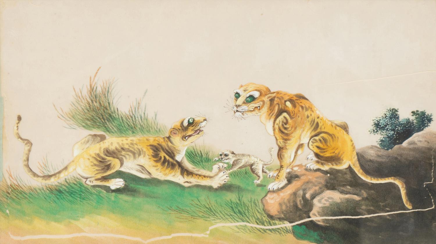 A Collection of Twelve Chinese Zoological Ink and Color Pith Paintings